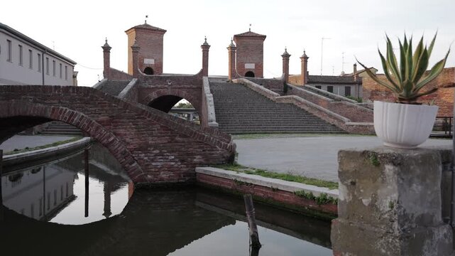Comacchio, Ferrara, Emilia Romagna, Italy - April 29, 2026 - Views of the lagoon city's historic center