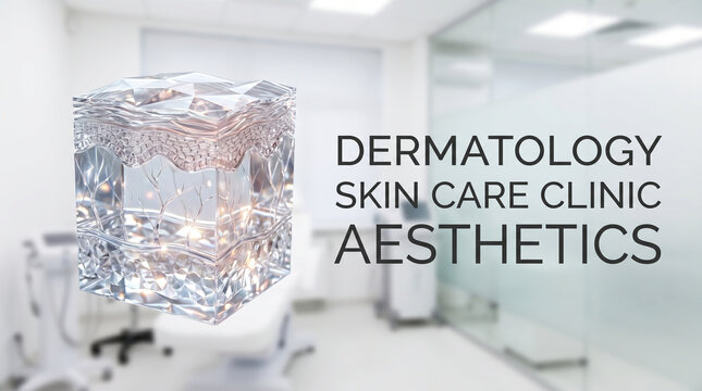 3D Skin Layer Structure Model in a Modern Dermatology and Aesthetic Clinic Background