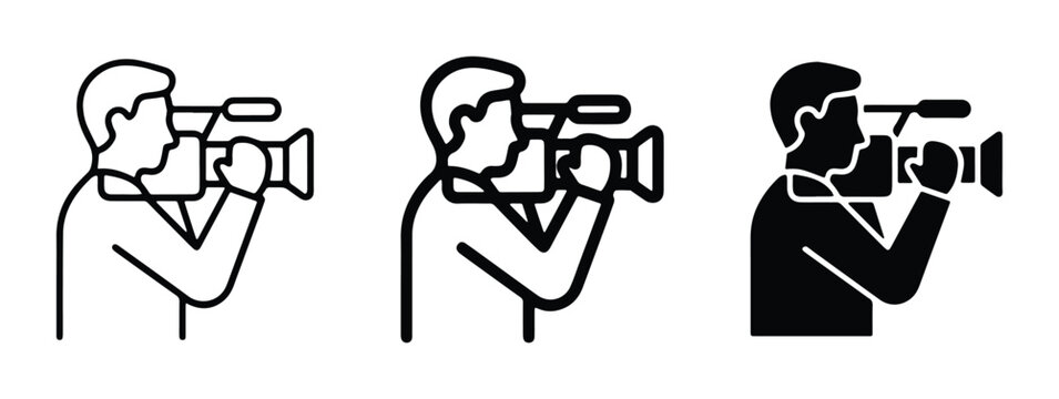 vector camera operator set on white background