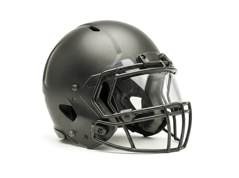 Black american football helmet with visor isolated on white background football helmet mockup