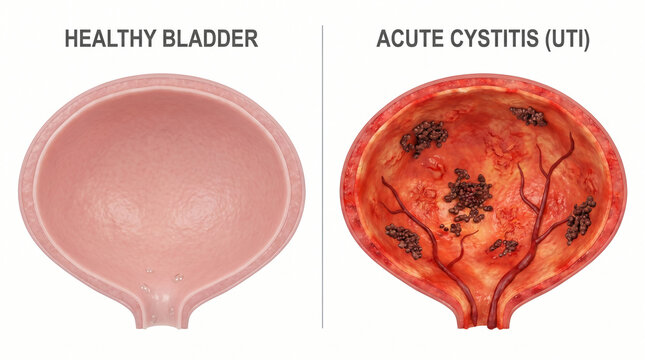 Healthy Bladder vs Acute Cystitis UTI Medical Comparison