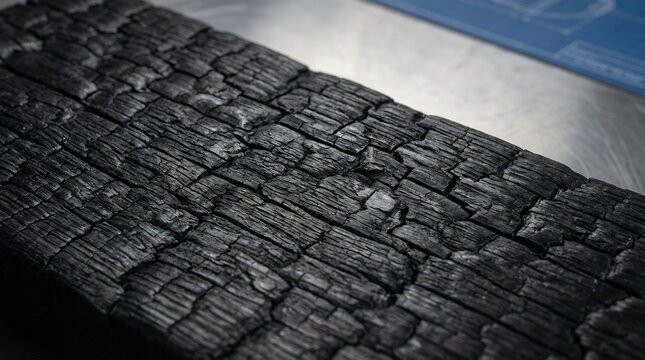 close up of charred cedar wood with burnt texture