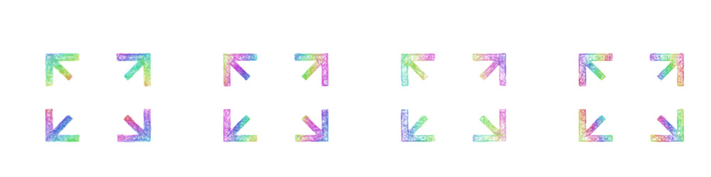 Rainbow sketch fullscreen icon design set