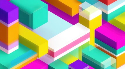 Fototapeta premium Layered Geometric Isometric Design with Copy Space