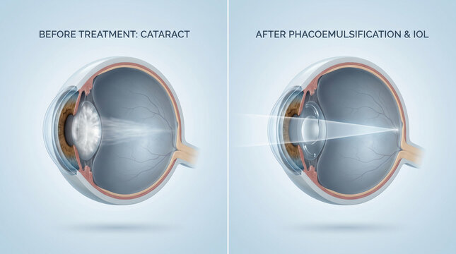 Cataract vs Phacoemulsification and IOL Eye Surgery