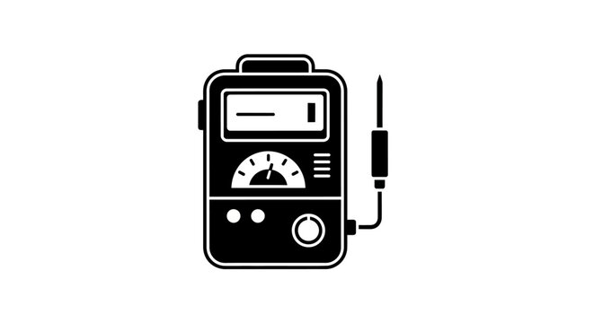 Black minimalist multimeter icon for electrical testing and diagnostics