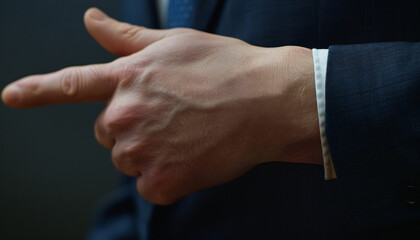 Fototapeta premium Elegant business hand gesture emphasizing communication during a professional meeting