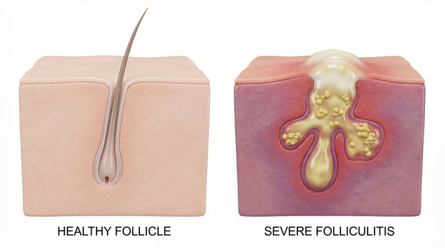 Severe Folliculitis Skin Infection Hair Follicle Pathology