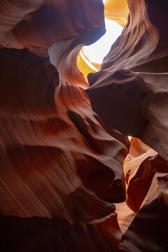 Colourful sandstone formation, incident light, Lower Antelope Canyon, Slot Canyon, Page, Arizona, USA