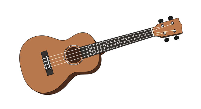 Classical Wooden Ukulele Musical Instrument Illustration Isolated on White Background
