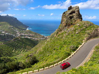 Fototapeta premium wild coast of Tenerife with Anaga mountines and serpentine roads, Tenerife, Spain