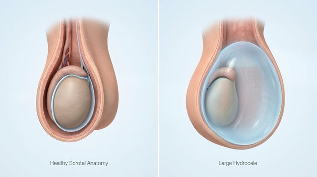 Large Hydrocele Scrotal Anatomy Fluid Accumulation Comparison