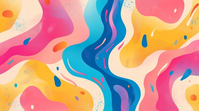 Colorful abstract design with flowing shapes and vibrant patterns inspired by art movements