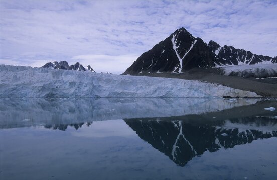 Glacier, reflections, Svalbard, Arctic, Norway