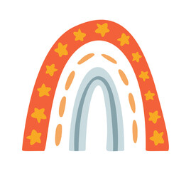Obraz premium Rainbow Arch With Stars Doodle Cartoon