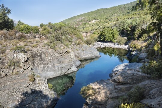 Fango river between rocks, Tuarelli, Fango valley, Vall&eacute;e du Fango, Haute-Corse, Corsica, France