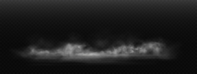 Naklejka premium Smoke effect with dark fog across black floor. Atmospheric mist perfect for fantasy illustrations, stage designs, and futuristic horror scenes