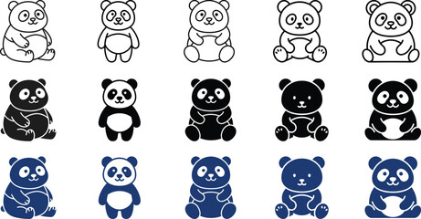 Panda vector graphics diverse collection of cute panda illustrations in vector format © JahirulIslam