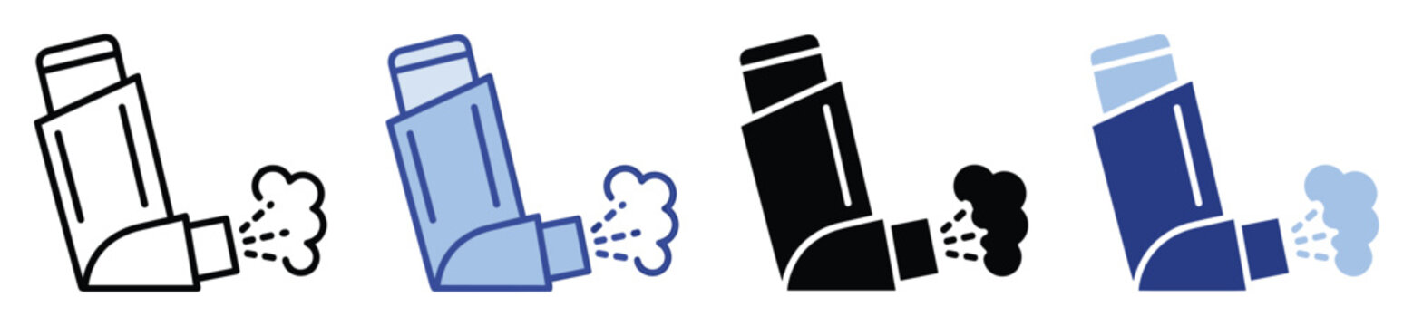 Asthma inhaler device spraying medicine mist for respiratory relief and health application