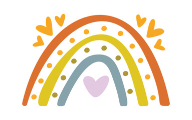 Obraz premium Rainbow With Hearts Dotted Arch Cartoon