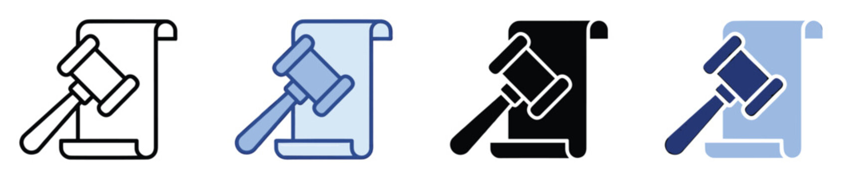 Gavel and legal document icon for law and justice, perfect for legal applications and rulings