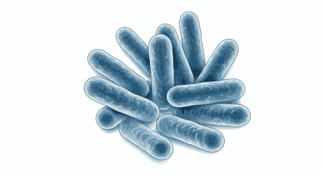 Microscopic blue bacilli bacteria cluster vector illustration