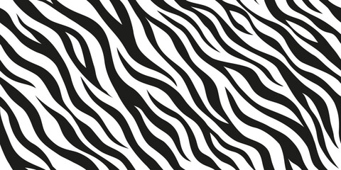 Black and white striped zebra skin pattern. African wild animal skin texture for print, fabric, textile, wrapping paper, background, wallpaper. © Rifatho