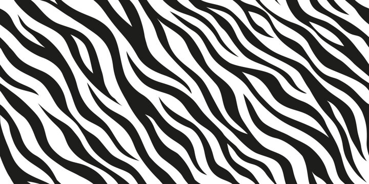 Black and white striped zebra skin pattern. African wild animal skin texture for print, fabric, textile, wrapping paper, background, wallpaper.