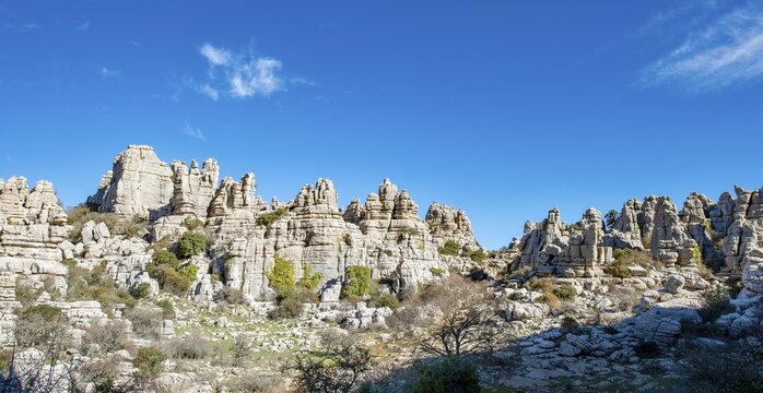 Rock formations of limestone, El Torcal Nature Reserve, Torcal de Antequera, Province of Malaga, Andalusia, Spain