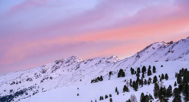 Sunrise in winter, Wattentaler Lizum, Ammergau Alps, Tyrol, Austria