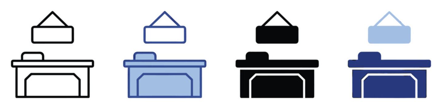 Set of folder icons depicting open and closed states for organizing digital data and files