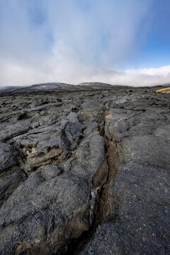 Petrified lava, volcanic rock in bizarre shapes, lava field, volcanic eruption, active table volcano Fagradalsfjall, Kr&yacute;suv&iacute;k volcanic system, Reykjanes Peninsula, Iceland