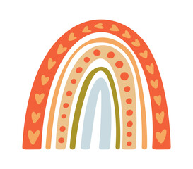 Naklejka premium Rainbow Arch With Hearts Doodle Cartoon