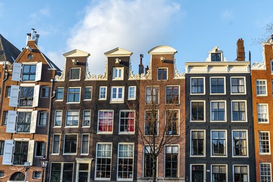 Facades of a row of houses, traditional houses, Amsterdam, North Holland, Holland, Netherlands