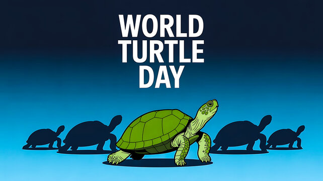 World turtle day celebration with cute turtles illustration