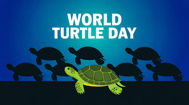 World turtle day celebration with cute turtles
