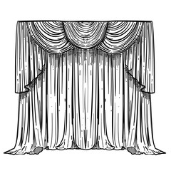 curtain valance vector line art hand drawn illustration © FazaelSky.id