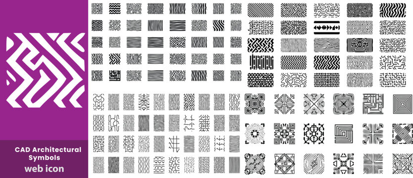 CAD Architectural Symbols and Hatch Pattern Collection Seamless Material Texture Set for Floor Plan Drafting