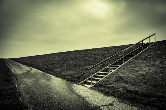Stairs on dune, Morsum, Sylt, Germany