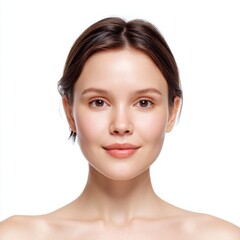 Obraz premium Young Woman With Smooth Skin And Natural Beauty Looking Confident And Radiant In Studio Lighting Against A White Background