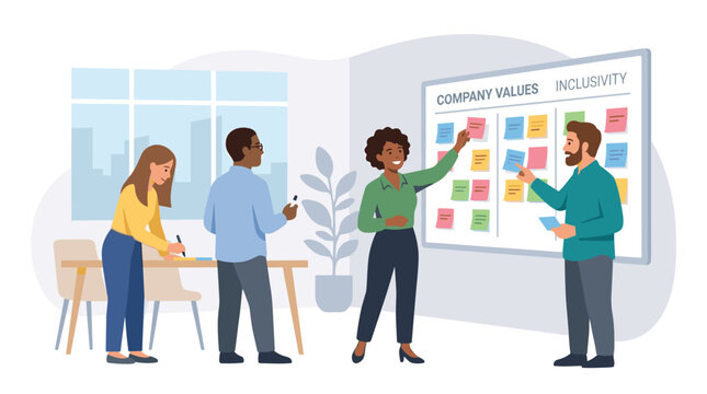 Business Team Presenting Strategy On Board In Meeting.