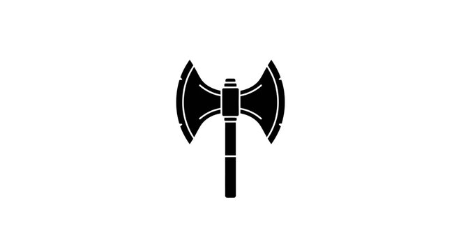 Black double headed battle axe icon isolated on white background