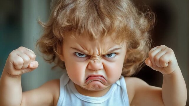 selective focus angry child expression showing emotional turmoil and distress
