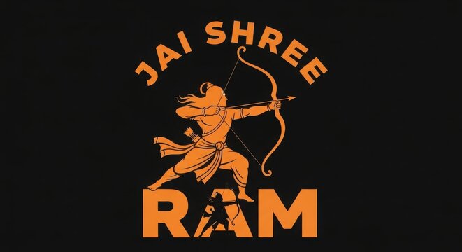 Orange warrior bow with jai shree ram text arrow archer