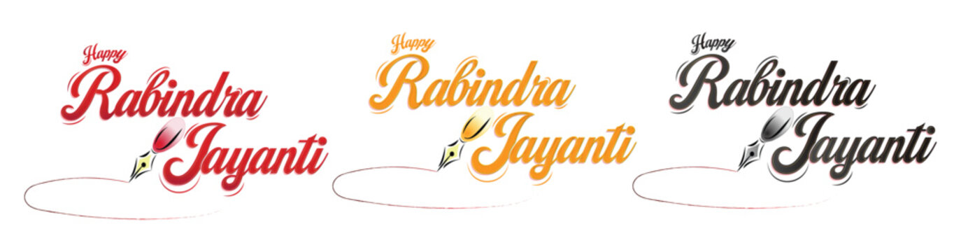 Rabindra Jayanti Calligraphy Set Text Art- Rabindranath Tagore Birthday Celebration