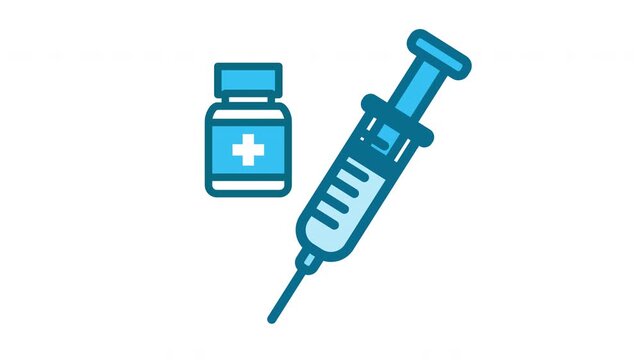 Medical Syringe and Vaccine Vial Icon Illustration. perfect for healthcare websites, educational presentations about vaccination, or medical app interfaces.