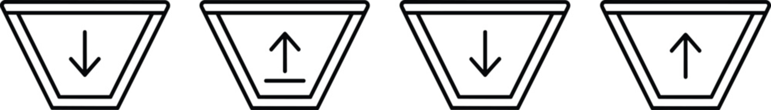 direction arrow icon, trapezoid shape vector, up down symbol design, navigation pictogram graphic, 