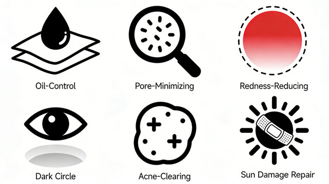 Water droplets, magnifying glass, eye icon, skincare products have the effects of controlling oil, refining pores, soothing redness, reducing dark circles, and repairing post sun damage.
