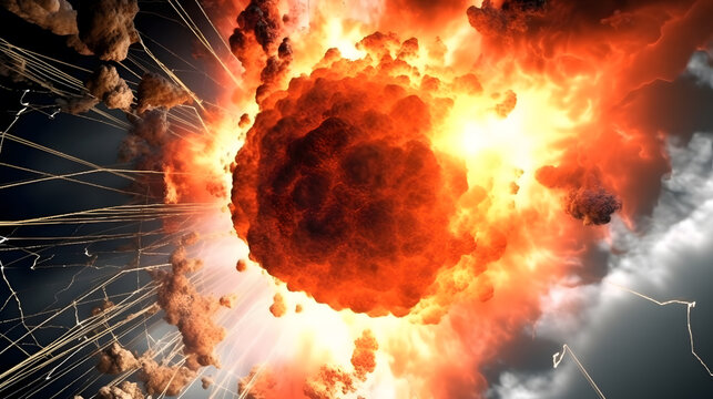 Cinematic nuclear detonation with dramatic lighting