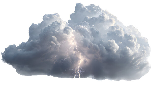 Dramatic storm cloud with lightning isolated on transparent background ai generated image